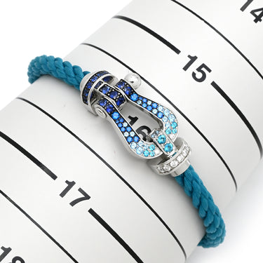 フレッド FRED フォース10 ラージモデル リヴィエラブルー×ホワイトゴールド K18WG ダイヤモンド サファイア(ダークブルー/ブルー/ライトブルー) トパーズ アクアマリン ステンレスケーブル ブレスレット ダイヤ サファイア トパーズ アクアマリン Au750 18K 18金 ステンレスケーブル