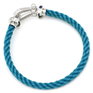 フレッド FRED フォース10 ラージモデル リヴィエラブルー×ホワイトゴールド K18WG ダイヤモンド サファイア(ダークブルー/ブルー/ライトブルー) トパーズ アクアマリン ステンレスケーブル ブレスレット ダイヤ サファイア トパーズ アクアマリン Au750 18K 18金 ステンレスケーブル