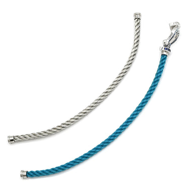 フレッド FRED フォース10 ラージモデル リヴィエラブルー×ホワイトゴールド K18WG ダイヤモンド サファイア(ダークブルー/ブルー/ライトブルー) トパーズ アクアマリン ステンレスケーブル ブレスレット ダイヤ サファイア トパーズ アクアマリン Au750 18K 18金 ステンレスケーブル