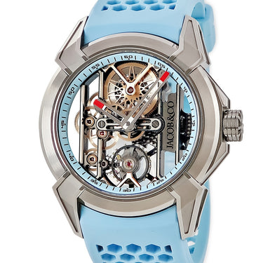 腕時計 ジェイコブ JACOB&CO エピック X スケルトン EX110.20.AA.AJ.A 手巻き メンズ チタニウム スカイブルー