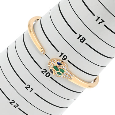 ブルガリ BVLGARI セルペンティ セドゥットーリ 356204 ピンクゴールド K18PG サファイア ダイヤモンド マラカイト 14039 ブレスレット 18K PG バングル サファイア ダイヤ マラカイト