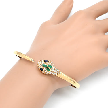 ブルガリ BVLGARI セルペンティ セドゥットーリ 356204 ピンクゴールド K18PG サファイア ダイヤモンド マラカイト 14039 ブレスレット 18K PG バングル サファイア ダイヤ マラカイト