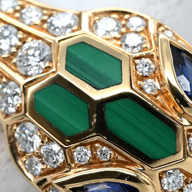 ブルガリ BVLGARI セルペンティ セドゥットーリ 356204 ピンクゴールド K18PG サファイア ダイヤモンド マラカイト 14039 ブレスレット 18K PG バングル サファイア ダイヤ マラカイト