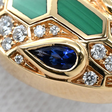 ブルガリ BVLGARI セルペンティ セドゥットーリ 356204 ピンクゴールド K18PG サファイア ダイヤモンド マラカイト 14039 ブレスレット 18K PG バングル サファイア ダイヤ マラカイト
