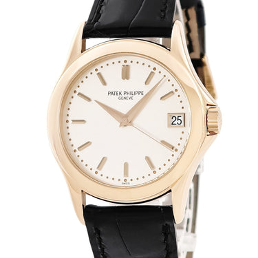 腕時計 パテックフィリップ PATEK PHILIPPE カラトラバ 5107R-001 手巻き メンズ メーカーOH済 K18RG無垢 アイボリー バー デイト