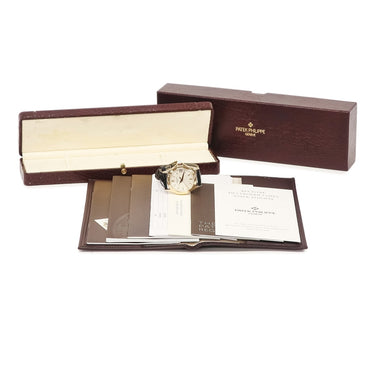 腕時計 パテックフィリップ PATEK PHILIPPE カラトラバ 5107R-001 手巻き メンズ メーカーOH済 K18RG無垢 アイボリー バー デイト