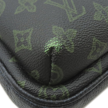 ルイヴィトン LOUIS VUITTON アヴェニュー スリングバッグ M46344 ブラック×グリーン×ネイビー レザー モノグラムレコードキャンバス ボディバッグ シルバー金具 黒 緑 紺 LVフォールコレクション