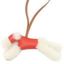 エルメス HERMES バディ ルージュラデュー×ゴールド ムートン アニョーミロ バッグチャーム 新品 未使用 赤