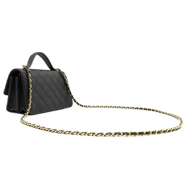 シャネル CHANEL マトラッセ クラシックフォンホルダー チェーンクラッチ AP4402 B18715 94305 ブラック カーフ キャビアスキン 2WAYバッグ ゴールド金具 黒 チェーンショルダー