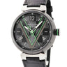 腕時計 ルイヴィトン LOUIS VUITTON タンブール オトマティック ダミエグラフィット レース QA131Z 自動巻き メンズ 黒 緑 Vロゴ