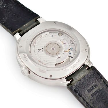 腕時計 ルイヴィトン LOUIS VUITTON ヴォヤジャー GMT Q7D30 自動巻き メンズ グレー 水色 バー Vマーク デュアルタイム