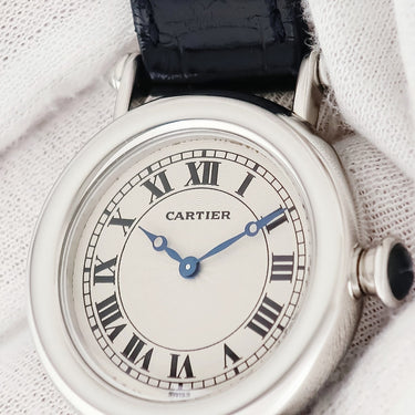 腕時計 カルティエ Cartier ディアボロ LM プラチナ W1509751 手巻き メンズ レディース メーカーOH済 Pt950 ギョウシェ 青針