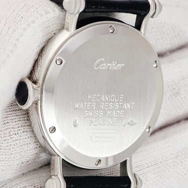 腕時計 カルティエ Cartier ディアボロ LM プラチナ W1509751 手巻き メンズ レディース メーカーOH済 Pt950 ギョウシェ 青針
