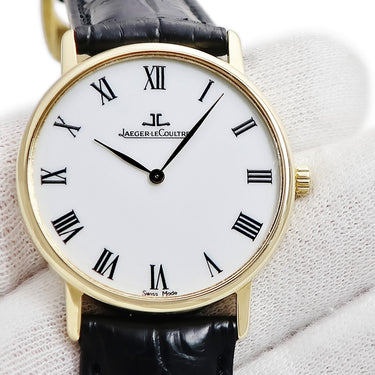 腕時計 ジャガールクルト JAEGER LECOULTRE ラウンド 111.1.86 手巻き メンズ K18YG無垢 ホワイト ローマン ポストヴィンテージ