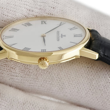 腕時計 ジャガールクルト JAEGER LECOULTRE ラウンド 111.1.86 手巻き メンズ K18YG無垢 ホワイト ローマン ポストヴィンテージ