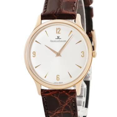 腕時計 ジャガールクルト JAEGER LECOULTRE マスター ウルトラスリム 145.2.79 手巻き メンズ K18PG無垢 薄型 バー アラビア シルバー