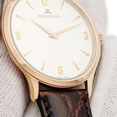 腕時計 ジャガールクルト JAEGER LECOULTRE マスター ウルトラスリム 145.2.79 手巻き メンズ K18PG無垢 薄型 バー アラビア シルバー