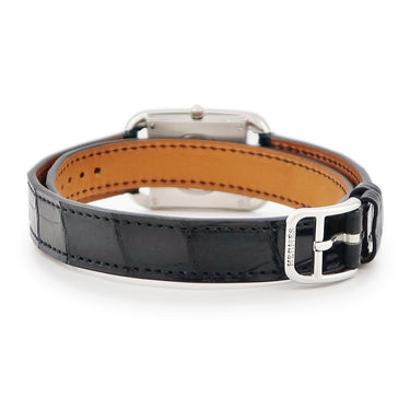 腕時計 エルメス HERMES ケープコッド ドゥブルトゥール CC1.210a 040247WW00 クオーツ レディース シルバー アラビア スクエア 二重