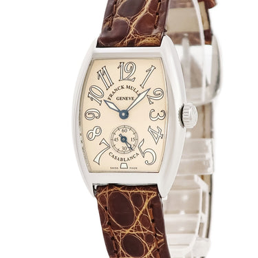 腕時計 フランクミュラー FRANCK MULLER カサブランカ 1750 S6 CASA 手巻き レディース ベージュ ビザン数字 青針 スモールセコンド