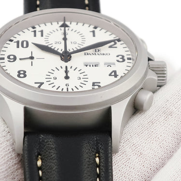 腕時計 ダマスコ DAMASKO ユーロファイターモデル クロノグラフ DC57 L 自動巻き メンズ デイデイト スモールセコンド ホワイト