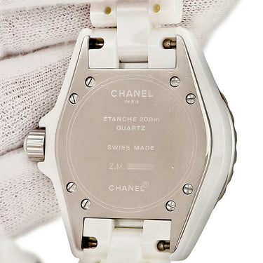 腕時計 シャネル CHANEL J12 H0967 クオーツ メンズ レディース 純正ダイヤ パヴェ 白 ホワイトセラミック ラウンド