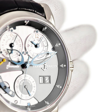 腕時計 ユリスナルダン ULYSSE NARDIN ソナタ カテドラル デュアルタイム 670-88 自動巻き メンズ K18WG無垢 アラーム カウントダウン