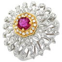 カール・ブラックバーン CARL BLACKBURN ダイヤ ルビー ホワイトゴールド×レッド K18WG ダイヤモンド ルビー リング 指輪 ホワイトゴールド Au750 18K ドーム型 フラワーモチーフ 透かし彫り 13号