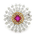 カール・ブラックバーン CARL BLACKBURN ダイヤ ルビー ホワイトゴールド×レッド K18WG ダイヤモンド ルビー リング 指輪 ホワイトゴールド Au750 18K ドーム型 フラワーモチーフ 透かし彫り 13号