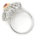 カール・ブラックバーン CARL BLACKBURN ダイヤ ルビー ホワイトゴールド×レッド K18WG ダイヤモンド ルビー リング 指輪 ホワイトゴールド Au750 18K ドーム型 フラワーモチーフ 透かし彫り 13号