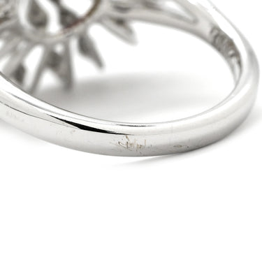 カール・ブラックバーン CARL BLACKBURN ダイヤ ルビー ホワイトゴールド×レッド K18WG ダイヤモンド ルビー リング 指輪 ホワイトゴールド Au750 18K ドーム型 フラワーモチーフ 透かし彫り 13号