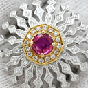 カール・ブラックバーン CARL BLACKBURN ダイヤ ルビー ホワイトゴールド×レッド K18WG ダイヤモンド ルビー リング 指輪 ホワイトゴールド Au750 18K ドーム型 フラワーモチーフ 透かし彫り 13号