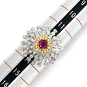 カール・ブラックバーン CARL BLACKBURN ダイヤ ルビー ホワイトゴールド×レッド K18WG ダイヤモンド ルビー リング 指輪 ホワイトゴールド Au750 18K ドーム型 フラワーモチーフ 透かし彫り 13号