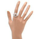 カール・ブラックバーン CARL BLACKBURN ダイヤ ルビー ホワイトゴールド×レッド K18WG ダイヤモンド ルビー リング 指輪 ホワイトゴールド Au750 18K ドーム型 フラワーモチーフ 透かし彫り 13号