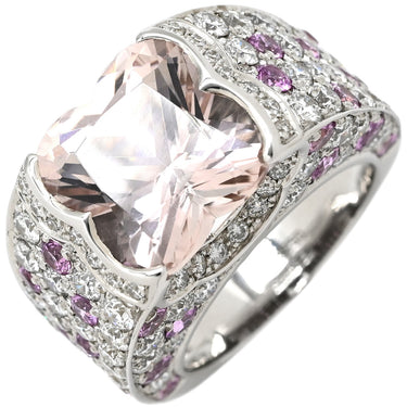 モーブッサン MAUBOUSSIN モルガナイト ダイヤモンドリング ホワイトゴールド K18WG モルガナイト ピンクサファイア #54 リング 指輪 Mauboussin Au750 18K WG ピンクサファイア 14号