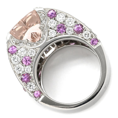 モーブッサン MAUBOUSSIN モルガナイト ダイヤモンドリング ホワイトゴールド K18WG モルガナイト ピンクサファイア #54 リング 指輪 Mauboussin Au750 18K WG ピンクサファイア 14号