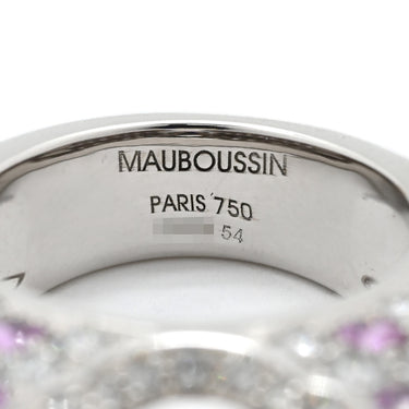モーブッサン MAUBOUSSIN モルガナイト ダイヤモンドリング ホワイトゴールド K18WG モルガナイト ピンクサファイア #54 リング 指輪 Mauboussin Au750 18K WG ピンクサファイア 14号
