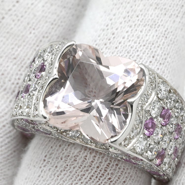 モーブッサン MAUBOUSSIN モルガナイト ダイヤモンドリング ホワイトゴールド K18WG モルガナイト ピンクサファイア #54 リング 指輪 Mauboussin Au750 18K WG ピンクサファイア 14号