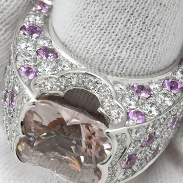 モーブッサン MAUBOUSSIN モルガナイト ダイヤモンドリング ホワイトゴールド K18WG モルガナイト ピンクサファイア #54 リング 指輪 Mauboussin Au750 18K WG ピンクサファイア 14号