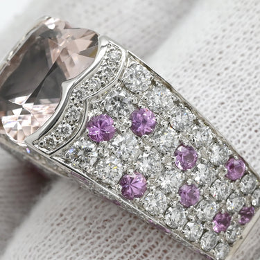 モーブッサン MAUBOUSSIN モルガナイト ダイヤモンドリング ホワイトゴールド K18WG モルガナイト ピンクサファイア #54 リング 指輪 Mauboussin Au750 18K WG ピンクサファイア 14号