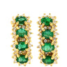 ノンブランド NON BRAND エメラルド4石 ダイヤ イエローゴールド×グリーン K18YG エメラルド ダイヤモンド ピアス 緑 Au750 K18 オーバル 縦並び アンティーク調