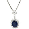 ノンブランド NON BRAND ブルーサファイア 2.26ct ダイヤ 0.65ct ブルー×プラチナシルバー Pt900 サファイア ダイヤモンド Pt850(チェーン) ネックレス Pt900 プラチナ 青 ヘイロー クロス 十字架 オーバル ベネチアン