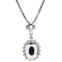 ノンブランド NON BRAND ブルーサファイア 2.26ct ダイヤ 0.65ct ブルー×プラチナシルバー Pt900 サファイア ダイヤモンド Pt850(チェーン) ネックレス Pt900 プラチナ 青 ヘイロー クロス 十字架 オーバル ベネチアン
