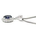 ノンブランド NON BRAND ブルーサファイア 2.26ct ダイヤ 0.65ct ブルー×プラチナシルバー Pt900 サファイア ダイヤモンド Pt850(チェーン) ネックレス Pt900 プラチナ 青 ヘイロー クロス 十字架 オーバル ベネチアン
