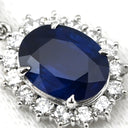 ノンブランド NON BRAND ブルーサファイア 2.26ct ダイヤ 0.65ct ブルー×プラチナシルバー Pt900 サファイア ダイヤモンド Pt850(チェーン) ネックレス Pt900 プラチナ 青 ヘイロー クロス 十字架 オーバル ベネチアン