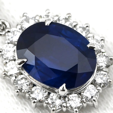 ノンブランド NON BRAND ブルーサファイア 2.26ct ダイヤ 0.65ct ブルー×プラチナシルバー Pt900 サファイア ダイヤモンド Pt850(チェーン) ネックレス Pt900 プラチナ 青 ヘイロー クロス 十字架 オーバル ベネチアン
