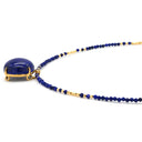 ノンブランド NON BRAND ラピスラズリ センター 大玉 イエローゴールド×ブルー K18YG ラピスラズリ ダイヤモンド ネックレス Au750 18K 18金 ダイヤ 1粒 ラピスラズリ ビーズ ネックレス