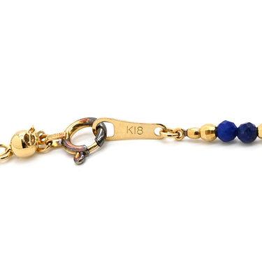 ノンブランド NON BRAND ラピスラズリ センター 大玉 イエローゴールド×ブルー K18YG ラピスラズリ ダイヤモンド ネックレス Au750 18K 18金 ダイヤ 1粒 ラピスラズリ ビーズ ネックレス