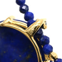 ノンブランド NON BRAND ラピスラズリ センター 大玉 イエローゴールド×ブルー K18YG ラピスラズリ ダイヤモンド ネックレス Au750 18K 18金 ダイヤ 1粒 ラピスラズリ ビーズ ネックレス