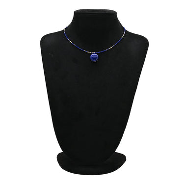 ノンブランド NON BRAND ラピスラズリ センター 大玉 イエローゴールド×ブルー K18YG ラピスラズリ ダイヤモンド ネックレス Au750 18K 18金 ダイヤ 1粒 ラピスラズリ ビーズ ネックレス