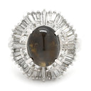 ノンブランド NON BRAND クリソベリル キャッツアイ ダイヤ リング プラチナシルバー Pt900 クリソベリルキャッツアイ ダイヤモンド リング 指輪 猫目石 5.02ct プラチナム PT ダイヤモンド オーバル 10号